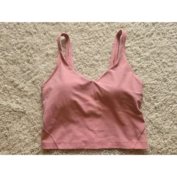 Lululemon Pink Crop Tank Top And Black Leggings Size 4 - Picture 4 of 16